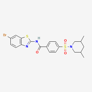 molecular formula C21H22BrN3O3S2 B2767679 N-(6-bromo-1,3-benzothiazol-2-yl)-4-[(3,5-dimethylpiperidin-1-yl)sulfonyl]benzamide CAS No. 361167-25-1