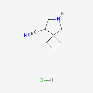 molecular formula C8H13ClN2 B2767713 6-Azaspiro[3.4]octane-8-carbonitrile;hydrochloride CAS No. 2361636-59-9