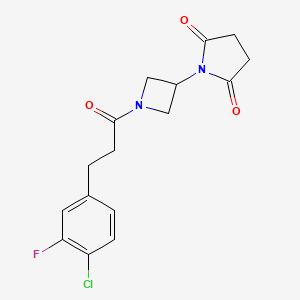 molecular formula C16H16ClFN2O3 B2767758 1-(1-(3-(4-Chloro-3-fluorophenyl)propanoyl)azetidin-3-yl)pyrrolidine-2,5-dione CAS No. 2034491-71-7