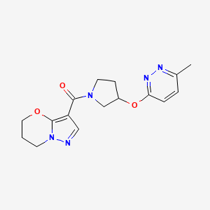 molecular formula C16H19N5O3 B2767801 (6,7-dihydro-5H-pyrazolo[5,1-b][1,3]oxazin-3-yl)(3-((6-methylpyridazin-3-yl)oxy)pyrrolidin-1-yl)methanone CAS No. 2034482-45-4