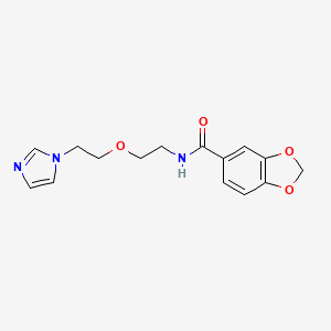 molecular formula C15H17N3O4 B2767815 N-(2-(2-(1H-imidazol-1-yl)ethoxy)ethyl)benzo[d][1,3]dioxole-5-carboxamide CAS No. 2034232-33-0