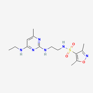 molecular formula C14H22N6O3S B2767820 N-(2-((4-(ethylamino)-6-methylpyrimidin-2-yl)amino)ethyl)-3,5-dimethylisoxazole-4-sulfonamide CAS No. 1334376-12-3