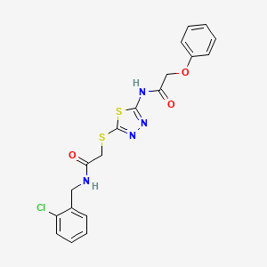 molecular formula C19H17ClN4O3S2 B2767822 N-(2-chlorobenzyl)-2-((5-(2-phenoxyacetamido)-1,3,4-thiadiazol-2-yl)thio)acetamide CAS No. 897620-56-3