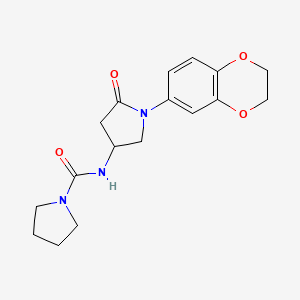 molecular formula C17H21N3O4 B2767842 N-[1-(2,3-dihydro-1,4-benzodioxin-6-yl)-5-oxopyrrolidin-3-yl]pyrrolidine-1-carboxamide CAS No. 877640-78-3