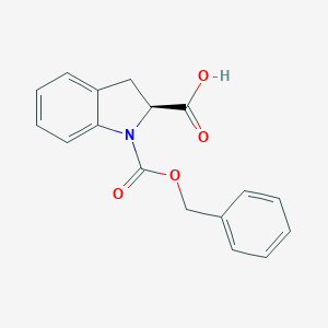 molecular formula C17H15NO4 B027679 (2S)-1-[(benzyloxy)carbonyl]-2,3-dihydro-1H-indole-2-carboxylic acid CAS No. 104261-79-2