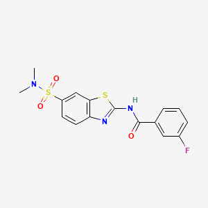 molecular formula C16H14FN3O3S2 B2767917 N-[6-(dimethylsulfamoyl)-1,3-benzothiazol-2-yl]-3-fluorobenzamide CAS No. 923234-20-2
