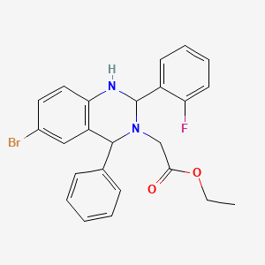 molecular formula C24H22BrFN2O2 B2767919 ethyl 2-[6-bromo-2-(2-fluorophenyl)-4-phenyl-1,2,3,4-tetrahydroquinazolin-3-yl]acetate CAS No. 380903-59-3