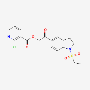 molecular formula C18H17ClN2O5S B2767926 [2-(1-Ethylsulfonyl-2,3-dihydroindol-5-yl)-2-oxoethyl] 2-chloropyridine-3-carboxylate CAS No. 924210-16-2