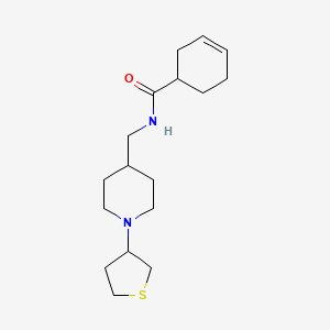 molecular formula C17H28N2OS B2767928 N-{[1-(thiolan-3-yl)piperidin-4-yl]methyl}cyclohex-3-ene-1-carboxamide CAS No. 2034444-55-6