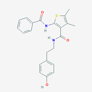 molecular formula C22H22N2O3S B276794 2-benzamido-N-[2-(4-hydroxyphenyl)ethyl]-4,5-dimethylthiophene-3-carboxamide 