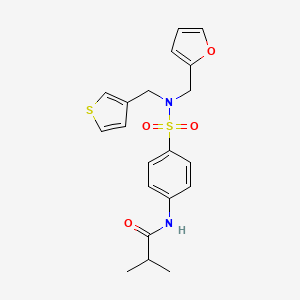 molecular formula C20H22N2O4S2 B2767958 N-(4-(N-(furan-2-ylmethyl)-N-(thiophen-3-ylmethyl)sulfamoyl)phenyl)isobutyramide CAS No. 1226434-49-6