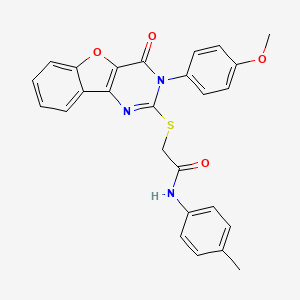 molecular formula C26H21N3O4S B2767963 2-((3-(4-methoxyphenyl)-4-oxo-3,4-dihydrobenzofuro[3,2-d]pyrimidin-2-yl)thio)-N-(p-tolyl)acetamide CAS No. 866896-94-8