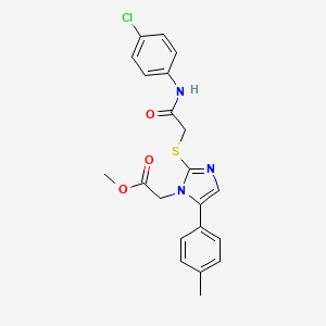 molecular formula C21H20ClN3O3S B2767980 methyl 2-(2-((2-((4-chlorophenyl)amino)-2-oxoethyl)thio)-5-(p-tolyl)-1H-imidazol-1-yl)acetate CAS No. 1206992-95-1