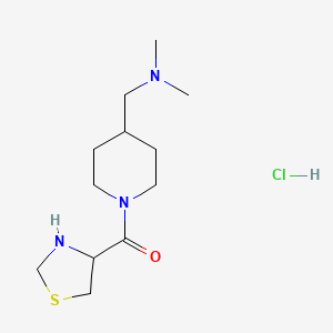 molecular formula C12H24ClN3OS B2767998 Dimethyl({[1-(1,3-thiazolidine-4-carbonyl)piperidin-4-yl]methyl})amine hydrochloride CAS No. 1909312-30-6