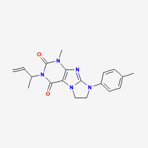 molecular formula C19H21N5O2 B2768064 3-(but-3-en-2-yl)-1-methyl-8-(p-tolyl)-7,8-dihydro-1H-imidazo[2,1-f]purine-2,4(3H,6H)-dione CAS No. 877818-31-0