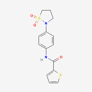 molecular formula C14H14N2O3S2 B2768075 N-(4-(1,1-dioxidoisothiazolidin-2-yl)phenyl)thiophene-2-carboxamide CAS No. 900005-16-5