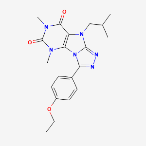 molecular formula C20H24N6O3 B2768080 3-(4-Ethoxyphenyl)-5,7-dimethyl-9-(2-methylpropyl)-5,7,9-trihydro-1,2,4-triazo lo[3,4-i]purine-6,8-dione CAS No. 921540-67-2