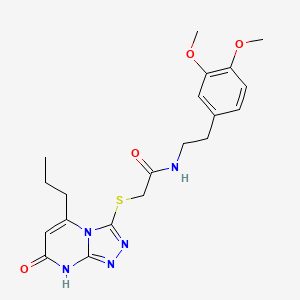 molecular formula C20H25N5O4S B2768100 N-(3,4-dimethoxyphenethyl)-2-((7-oxo-5-propyl-7,8-dihydro-[1,2,4]triazolo[4,3-a]pyrimidin-3-yl)thio)acetamide CAS No. 887213-99-2