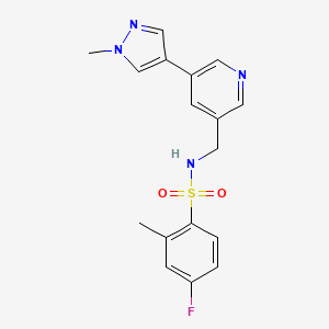 4-fluoro-2-methyl-N-((5-(1-methyl-1H-pyrazol-4-yl)pyridin-3-yl)methyl)benzenesulfonamide
