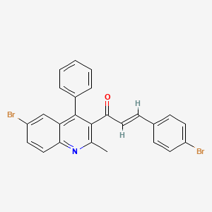 (E)-1-(6-bromo-2-methyl-4-phenylquinolin-3-yl)-3-(4-bromophenyl)prop-2-en-1-one