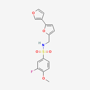 molecular formula C16H14FNO5S B2768241 N-([2,3'-bifuran]-5-ylmethyl)-3-fluoro-4-methoxybenzenesulfonamide CAS No. 2034567-03-6