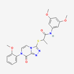 molecular formula C23H23N5O5S B2768303 N-(3,5-dimethoxyphenyl)-2-{[7-(2-methoxyphenyl)-8-oxo-7H,8H-[1,2,4]triazolo[4,3-a]pyrazin-3-yl]sulfanyl}propanamide CAS No. 1223896-04-5