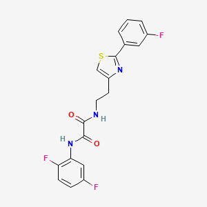 molecular formula C19H14F3N3O2S B2768312 N'-(2,5-difluorophenyl)-N-{2-[2-(3-fluorophenyl)-1,3-thiazol-4-yl]ethyl}ethanediamide CAS No. 895784-98-2