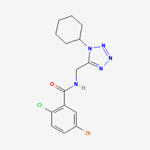 molecular formula C15H17BrClN5O B2768321 5-bromo-2-chloro-N-((1-cyclohexyl-1H-tetrazol-5-yl)methyl)benzamide CAS No. 921503-21-1