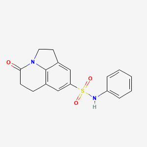 molecular formula C17H16N2O3S B2768427 11-oxo-N-phenyl-1-azatricyclo[6.3.1.0^{4,12}]dodeca-4(12),5,7-triene-6-sulfonamide CAS No. 898419-74-4