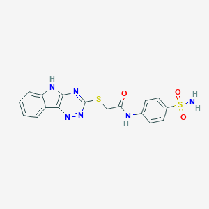 molecular formula C17H14N6O3S2 B276844 N-(4-sulfamoylphenyl)-2-(5H-[1,2,4]triazino[5,6-b]indol-3-ylsulfanyl)acetamide 