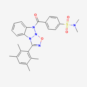molecular formula C26H27N5O4S B2768446 N,N-dimethyl-4-(3-(2,3,5,6-tetramethylphenyl)-9H-benzo[4,5][1,2,3]triazolo[2,1-b][1,2,3,5]oxatriazole-9-carbonyl)benzenesulfonamide CAS No. 328119-12-6