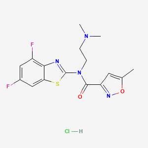 molecular formula C16H17ClF2N4O2S B2768481 N-(4,6-DIFLUORO-1,3-BENZOTHIAZOL-2-YL)-N-[2-(DIMETHYLAMINO)ETHYL]-5-METHYL-1,2-OXAZOLE-3-CARBOXAMIDE HYDROCHLORIDE CAS No. 1329870-96-3