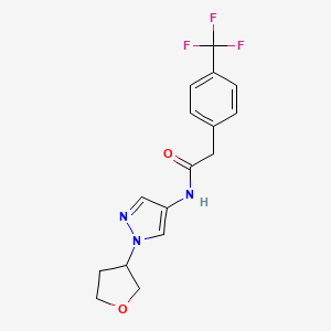 molecular formula C16H16F3N3O2 B2768506 N-[1-(oxolan-3-yl)-1H-pyrazol-4-yl]-2-[4-(trifluoromethyl)phenyl]acetamide CAS No. 1796948-03-2