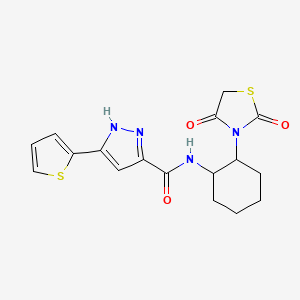 N-(2-(2,4-dioxothiazolidin-3-yl)cyclohexyl)-3-(thiophen-2-yl)-1H-pyrazole-5-carboxamide