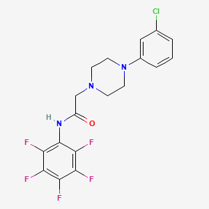 molecular formula C18H15ClF5N3O B2768520 2-[4-(3-chlorophenyl)piperazin-1-yl]-N-(2,3,4,5,6-pentafluorophenyl)acetamide CAS No. 301194-18-3
