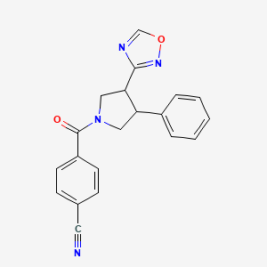 molecular formula C20H16N4O2 B2768540 4-[3-(1,2,4-Oxadiazol-3-yl)-4-phenylpyrrolidine-1-carbonyl]benzonitrile CAS No. 2034417-00-8