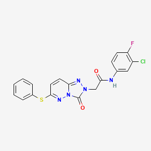 molecular formula C19H13ClFN5O2S B2768543 N-(3-chloro-4-fluorophenyl)-2-[3-oxo-6-(phenylsulfanyl)-2H,3H-[1,2,4]triazolo[4,3-b]pyridazin-2-yl]acetamide CAS No. 1242877-57-1