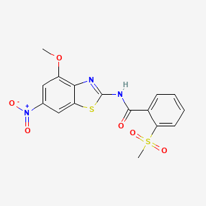 molecular formula C16H13N3O6S2 B2768545 N-(4-methoxy-6-nitrobenzo[d]thiazol-2-yl)-2-(methylsulfonyl)benzamide CAS No. 896360-94-4