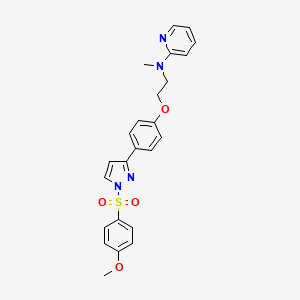 molecular formula C24H24N4O4S B2768567 N-[2-(4-{1-[(4-methoxyphenyl)sulfonyl]-1H-pyrazol-3-yl}phenoxy)ethyl]-N-methyl-2-pyridinamine CAS No. 477713-82-9