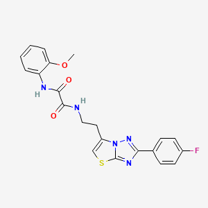 molecular formula C21H18FN5O3S B2768577 N1-(2-(2-(4-fluorophenyl)thiazolo[3,2-b][1,2,4]triazol-6-yl)ethyl)-N2-(2-methoxyphenyl)oxalamide CAS No. 894033-55-7