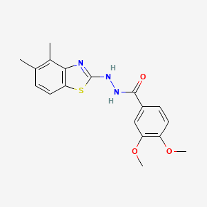molecular formula C18H19N3O3S B2768582 N'-(4,5-dimethyl-1,3-benzothiazol-2-yl)-3,4-dimethoxybenzohydrazide CAS No. 851980-47-7
