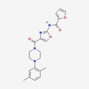 molecular formula C21H22N4O4 B2768590 N-(4-(4-(2,5-dimethylphenyl)piperazine-1-carbonyl)oxazol-2-yl)furan-2-carboxamide CAS No. 1286714-90-6