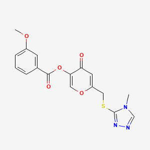 molecular formula C17H15N3O5S B2768593 6-{[(4-methyl-4H-1,2,4-triazol-3-yl)sulfanyl]methyl}-4-oxo-4H-pyran-3-yl 3-methoxybenzoate CAS No. 896312-01-9