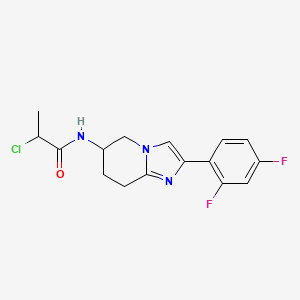 molecular formula C16H16ClF2N3O B2768612 2-Chloro-N-[2-(2,4-difluorophenyl)-5,6,7,8-tetrahydroimidazo[1,2-a]pyridin-6-yl]propanamide CAS No. 2411198-96-2