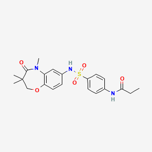 molecular formula C21H25N3O5S B2768616 N-(4-(N-(3,3,5-trimethyl-4-oxo-2,3,4,5-tetrahydrobenzo[b][1,4]oxazepin-7-yl)sulfamoyl)phenyl)propionamide CAS No. 922023-32-3
