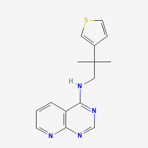 molecular formula C15H16N4S B2768622 N-[2-methyl-2-(thiophen-3-yl)propyl]pyrido[2,3-d]pyrimidin-4-amine CAS No. 2380068-50-6