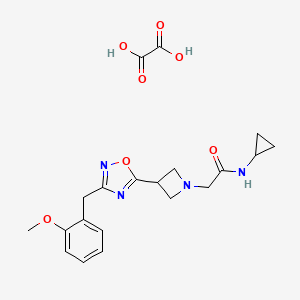 molecular formula C20H24N4O7 B2768663 N-cyclopropyl-2-(3-(3-(2-methoxybenzyl)-1,2,4-oxadiazol-5-yl)azetidin-1-yl)acetamide oxalate CAS No. 1396855-02-9
