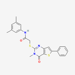 molecular formula C23H21N3O2S2 B2768664 N-(3,5-dimethylphenyl)-2-({3-methyl-4-oxo-6-phenyl-3H,4H-thieno[3,2-d]pyrimidin-2-yl}sulfanyl)acetamide CAS No. 1105251-68-0