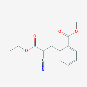 molecular formula C14H15NO4 B2768687 Methyl 2-(2-cyano-3-ethoxy-3-oxopropyl)benzoate CAS No. 153802-16-5