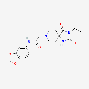 molecular formula C18H22N4O5 B2768690 N-(2H-1,3-benzodioxol-5-yl)-2-{3-ethyl-2,4-dioxo-1,3,8-triazaspiro[4.5]decan-8-yl}acetamide CAS No. 923233-49-2